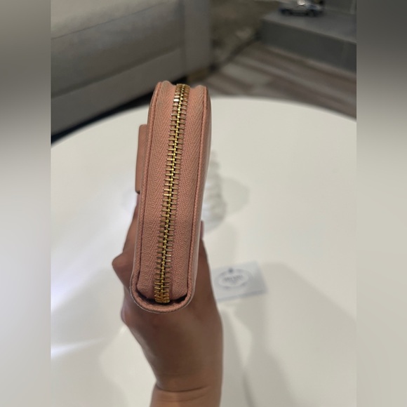 Prada Pink Saffiono Leather Long Wallet Front Bow Ribbon w Authentic Prada Card - Picture 7 of 14